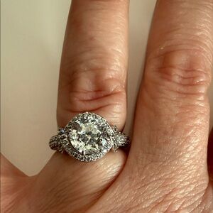 Halo Round White CZ Ring in Sterling Silver